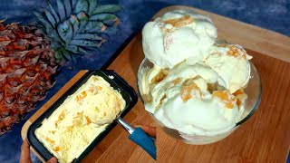 Homemade Pineapple Ice-cream Recipe | Fresh pineapple Ice-cream at home | Flavours Touch