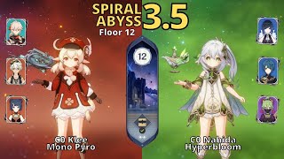 Klee Mono Pyro & Nahida Hyperbloom | 9⭐ Spiral Abyss 3.5 Floor 12 | Genshin Impact