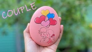 Stone Painting - CUTE COUPLE | Step-by-Step | Painted Rocks Ideas