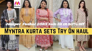 Myntra kurta setHaul| Myntra EORS Sale| Cotton Kurta Set| Fashor, juniper kurtaset |Unique kurta set