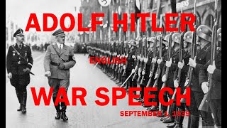 Adolf Hitler war speech – Attack on Poland – September 1, 1939 – Start of WW2 (English)