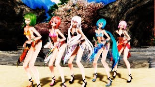 【MMD 4K】Carry Me Off Tda式 Miku Luka GUMI Haku Teto Bikini