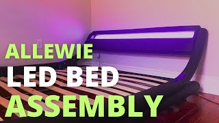 Allewie LED Platform Bed Frame w Adjustable Headboard Assembly | Wade Logan Modern LED Sleigh Bed