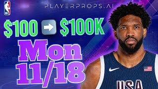 WINNING NBA Picks for Today's Games | Free Bets, Props & Predictions Monday 11/18/24