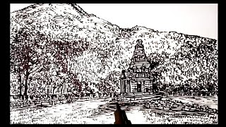 Cara Menggambar Candi Gedong Songo Semarang | Perspective Drawing