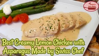 One Pan Best Creamy Lemon Chicken with Boiled Asparagus Recipe by Swiss Chef Mohammad Toufiq