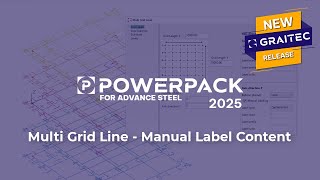 PowerPack for Advance Steel: Multi grid line – manual label content