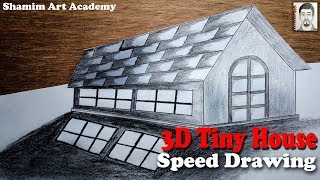 Trick Art Drawing 3D Tiny House on paper Speed Drawing