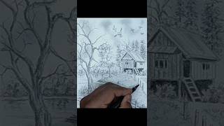 HOW TO DRAW A BEAUTIFUL SCENERY #art #scenerydrawing  #shorts