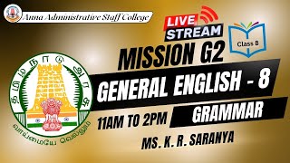 Mission G2 | English Class 8 - Live | 11am to 2pm | Ms. K. R. Saranya