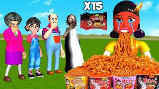 Scary Teacher 3D vs Squid Game MUKBANG Spicy Noodles Challenge Level x15 or 5 Times Challenge