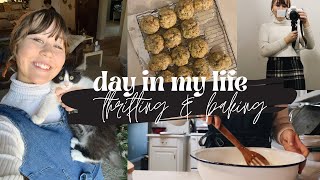 DAY IN MY LIFE | thrifting and haul + baking THE BEST scones (slow winter day)