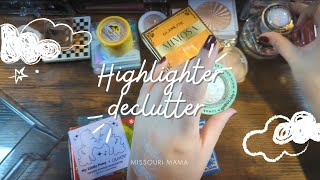 Highlighter declutter and collection! #makeup #beautyproducts #highlighter #declutter #collection