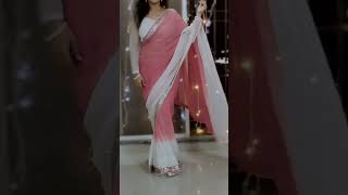 Pink and white dual tone pure chiffon saree and full hand blouse | How to drape a saree? #sareehaul