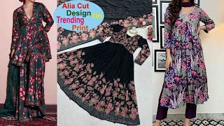 trending print से बनाये alia cut kurti design 2023 | long kurti design | latest long gown dress