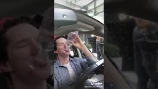 benedict cumberbatch drinking inside car while woman yelling angry attack window meme stan twitter