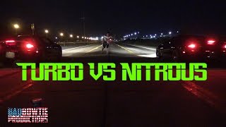 88mm turbo Camaro vs 225 shot Nitrous Camaro