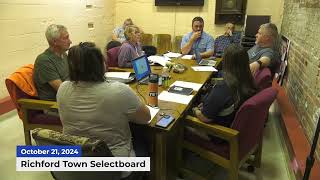 Richford Town Selectboard Meeting | 10/21/2024