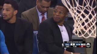 Russell Westbrook Sneaking A Snack On The Bench