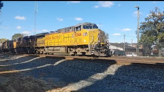 fresh locomotive and cool horn leading Union Pacific tanker train