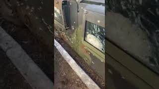 US Humvee protected Ukrainian soldiers from incoming fire. Translation in the comments. #ukraine