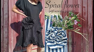 How to sew a fabric flower pocket Easy sewing Tutorial Spiral flower pocket with the digital pattern