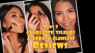 Part 2:charlotte tilbury airbrush flawless foundation and finish powder/contouring and doing eyebrow