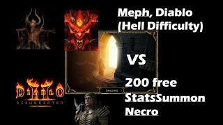 Weak Summon Necro vs Hell Mephisto and Diablo || Diablo 2 Resurrected online