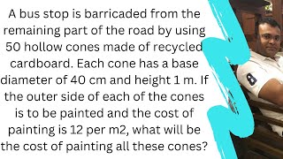 A bus stop is barricaded from the remaining part of the road by using 50 hollow cones made of