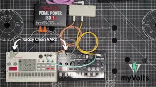 Powering 2 x Korg Volcas noiselessly with myVolts CrazyChain