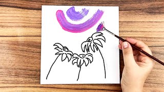 Easy Flowers Field Painting Tutorial For Beginners｜Relaxing Abstract Art