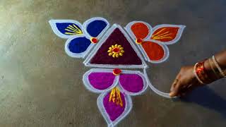 Karthigai deepam 🌻simple rangoli designs 🌻easy flowers kolam🌻 newyear festival🌻Amazing rangoli