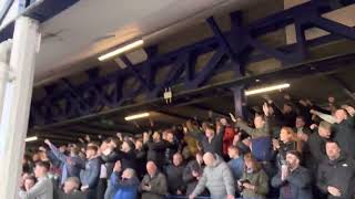 Everton 0 Aston Villa 2 - 25/02/2023 Villa fans celebrating at end of game.