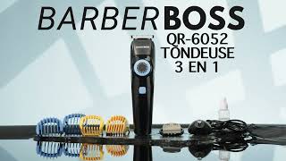 BarberBoss QR-6052 Kit de toilettage 3-en-1 pour hommes - étanche et affichage LED intelligent