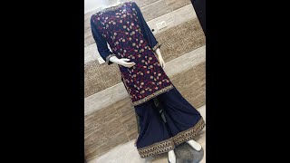 Embroidered Gharara style 2 piece Dress