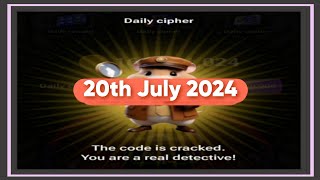 Hamster Kombat Daily Cipher Morse Code || 20th July 2024 | Claim free 1 million tokens now