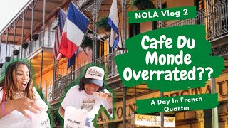 Cafe Du Monde is all HYPE | Spending a day touring the French Quarter | Higgins Hotel walk through