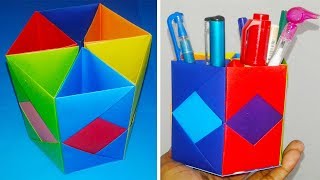 How To Make Origami Pen Holder/Pen Stand idea with Paper,