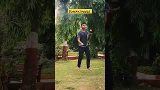 Slackline + Juggling #lockdowndiaries #slackline #juggling #clean #workout #ytshorts #youtubeshorts