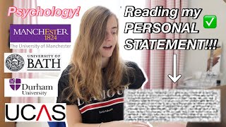 Reading my Psychology Personal Statement - Unconditional Offers // Bath Durham and Manchester Uni