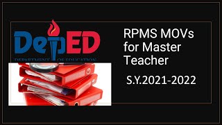 RPMS MOVs for Master Teacher for 2021-2022