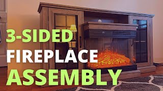 AMERLIFE 3-Sided Glass Fireplace TV Stand for TVs up to 65'' Assembly | Lark M Alvilda Media Console