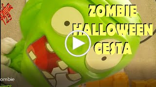 Calabaza de Halloween cesta forma de zombie, plantas vs zombies