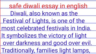 safe diwali paragraph| safe diwali essay in english