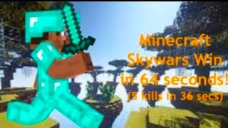 Minecraft Skywars beaten in 64 secs...