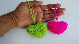 EASY POM POM HEART MAKING WITH CARDBOARD !! AMAZING VALENTINE'S DAY CRAFTS !! HOW TO MAKE YARN HEART