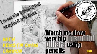 Watch me draw very big beautiful pillars using pencils