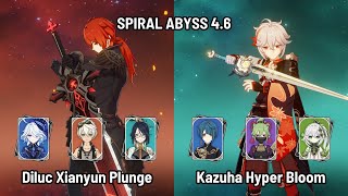 C0 Diluc Xianyun Plunge | C0 Kazuha Hyperbloom | Spiral Abyss 4.6 Floor 12 | Genshin Impact