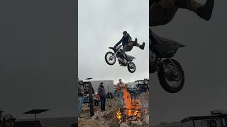 Camping tradition to jump over the fire! #fire #pitbike #sendit #motocross #cancan #freeride