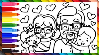 Happy Family Drawing, Coloring, Painting For Kids and Toddlers || Child Art